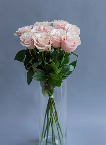 Розовые роз 9 шт в ленте  от интернет-магазина цветов в 