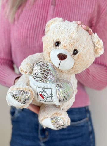 Кремовый медвежонок с сердечком (мал) от интернет-магазина цветов в 