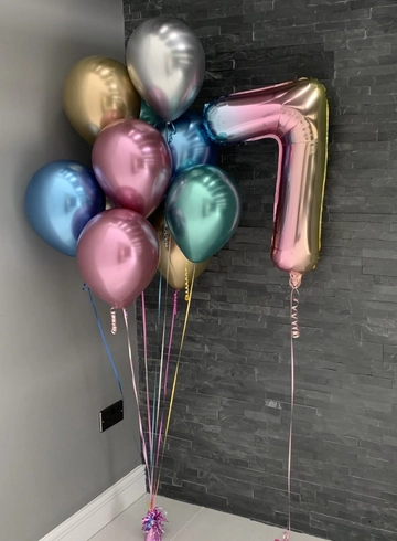 Набор Шаров с одной цифрой и 10 латексных металлик  от интернет-магазина цветов в 