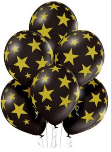 Шары черные со звездами (7 шт) от интернет-магазина цветов в 