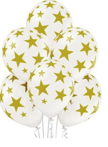 Шары белые со звездами (7 шт) от интернет-магазина цветов в 
