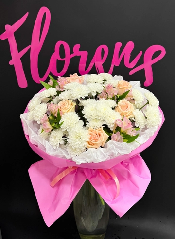 Букет Авторский с ажурными хризантемами  от интернет-магазина цветов в 