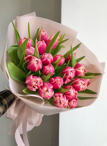 Букет Пионовидных тюльпанов 21шт в упаковке  от интернет-магазина цветов в 
